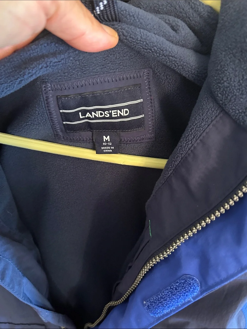 Boys medium Lands End lined coat-  Navy and blue  Hooded coat